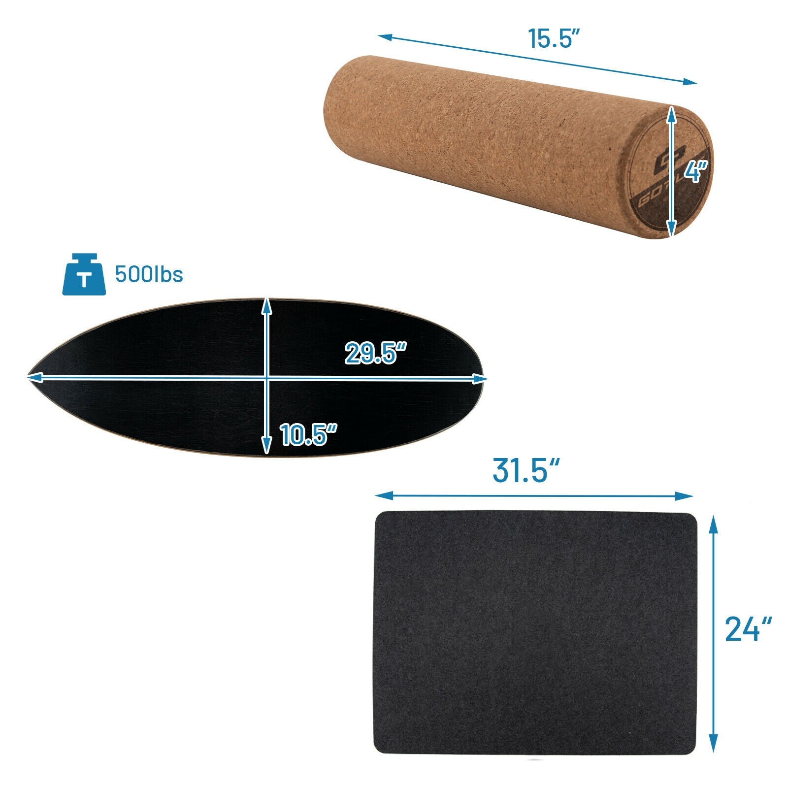 Black Balance Board Trainer For Core Strength