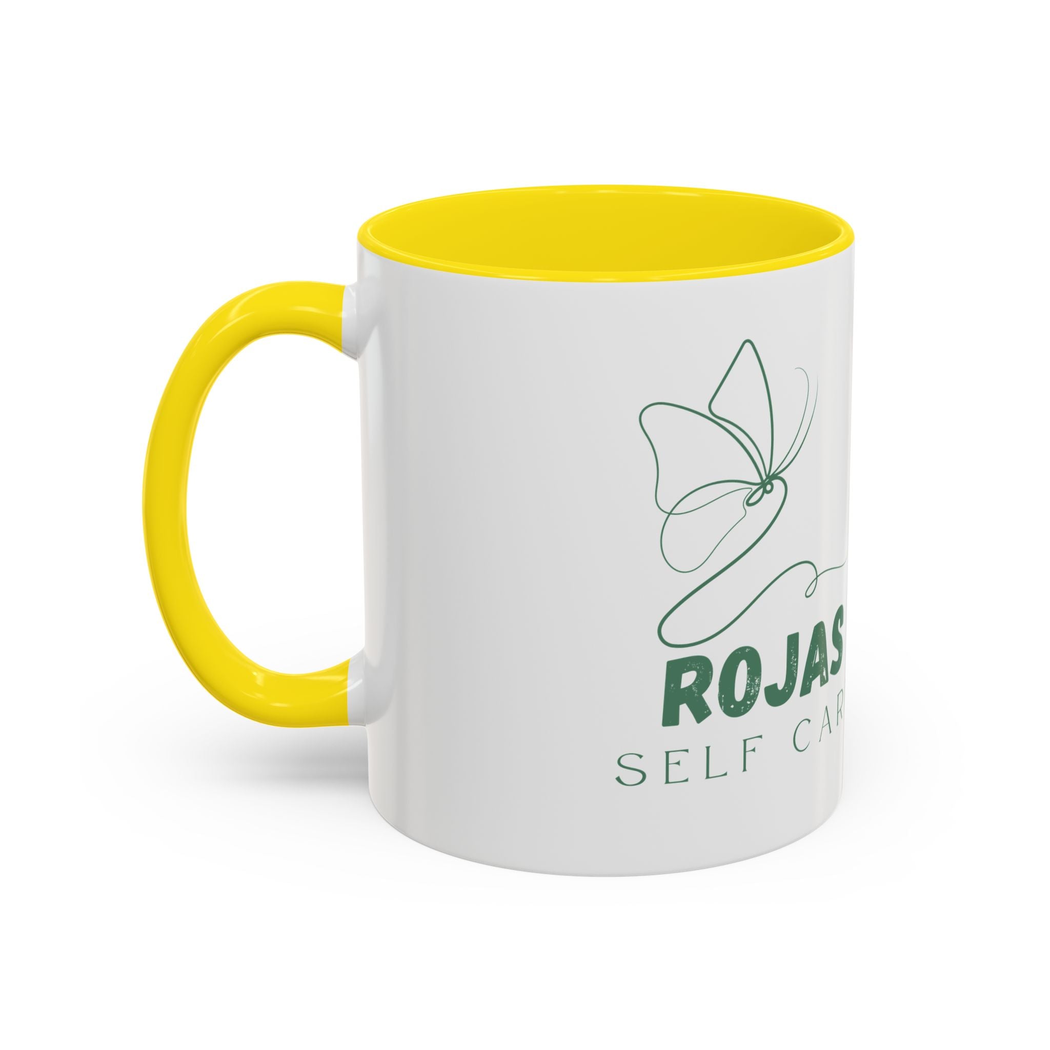 Self Care Floral Accent Coffee Mug — 'Rojas Self Care' Ceramic 11/15oz