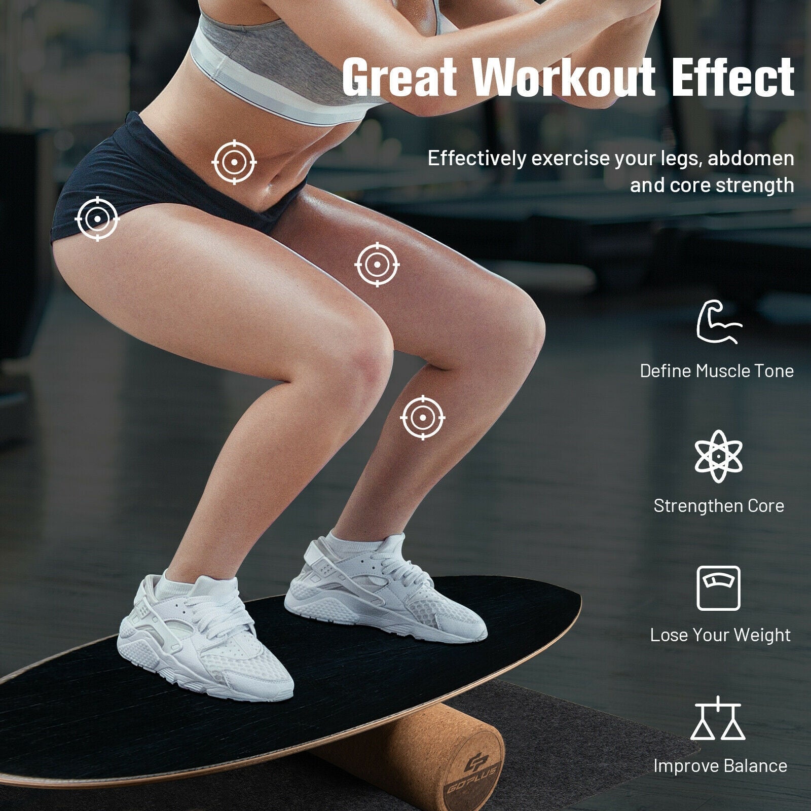 Black Balance Board Trainer For Core Strength