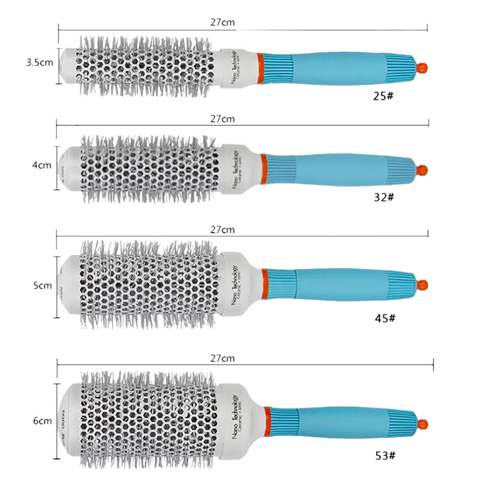 Professional Round Blue Ceramic Ion Hair Styling Brush