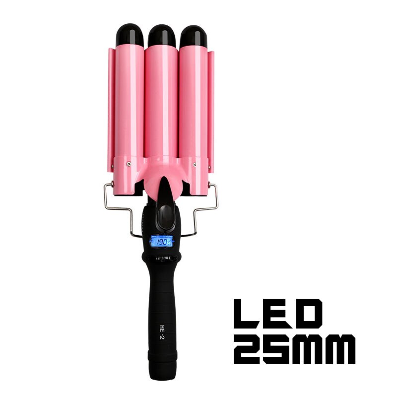 LED Ceramic Triple Barrel Hair Curling Iron
