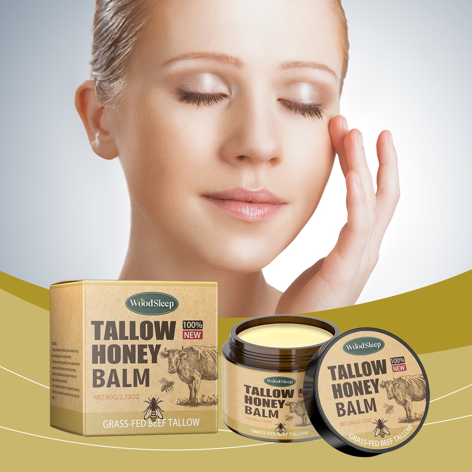 Tallow Honey Facial Moisturizer Hydrating Gentle Skin Cream