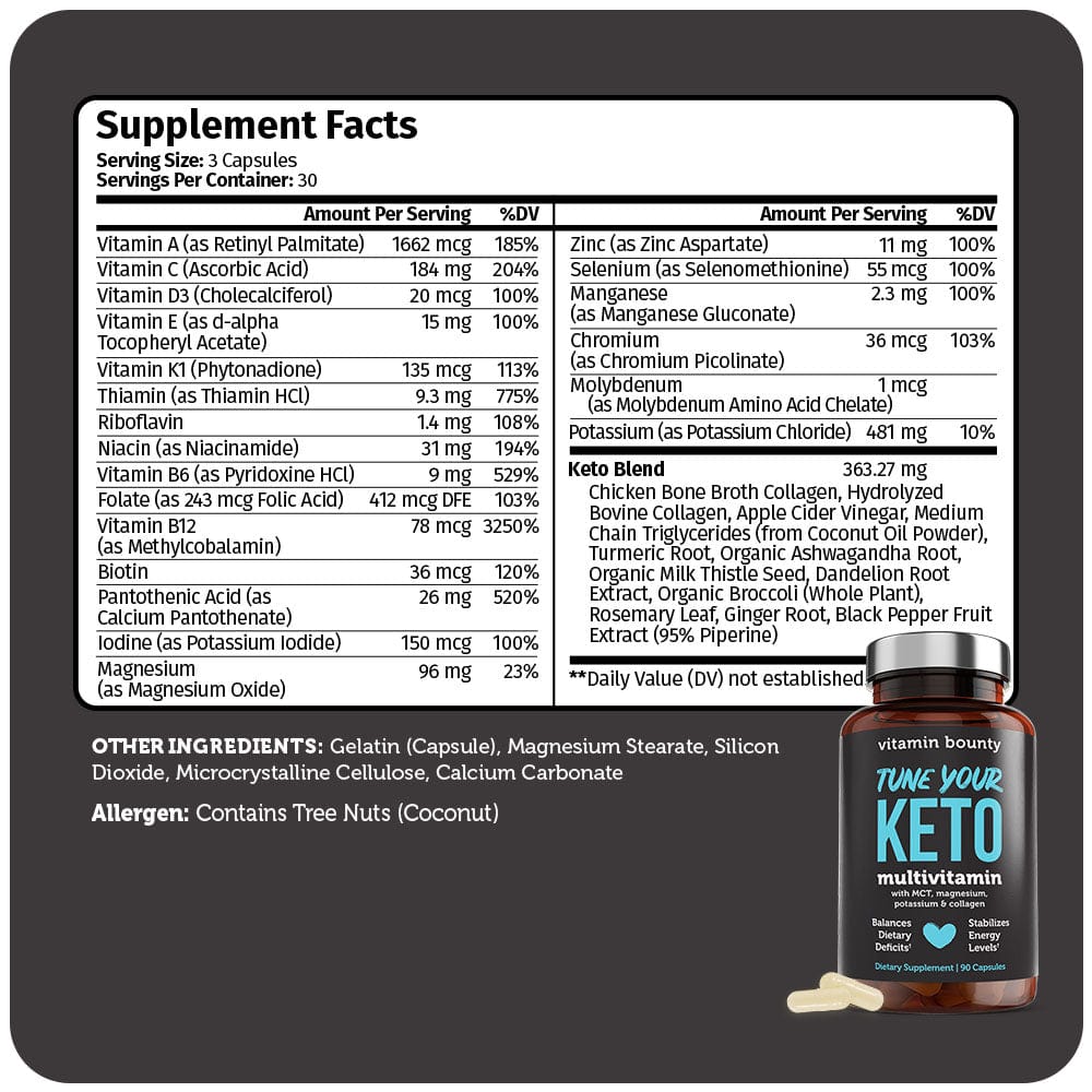 Tune Your Keto Daily Multivitamin Dietary Supplement